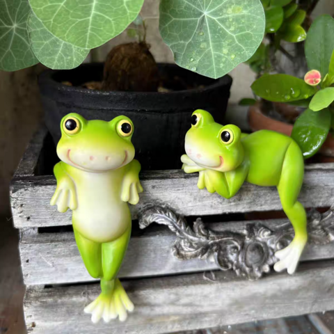 Colgador de maceta de rana de fábrica BSCI, decoración colgante para borde de pecera de vidrio, jardín, decoración de macetas para exteriores, fabricante OEM/ODM