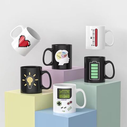 Taza de Cerámica para Café con Diseño Moderno y Sensible a la Temperatura para Consolas de Juegos - Gran Capacidad y Cambio de Color