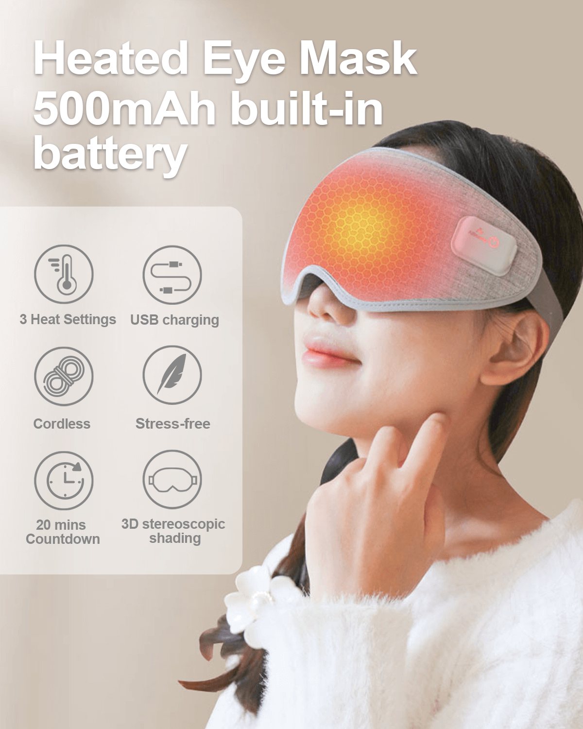 Socket Mask Oem Low Price Cordless Electric Heated Eye Mask Stereoscopic Eye Socket ...
