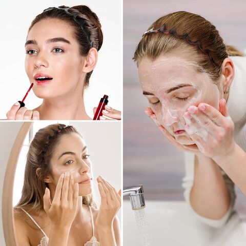 Ensemble de 4 pièces comprenant un serre-tête dentelé, un serre-tête en plastique ondulé, un serre-tête de maquillage, idéal pour l'exercice quotidien et le fitness.