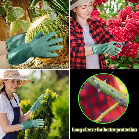 Sarung Tangan Kerja Lengan Panjang Tahan Air, Anti Duri, Lapisan Nitril untuk Perikanan dan Berkebun