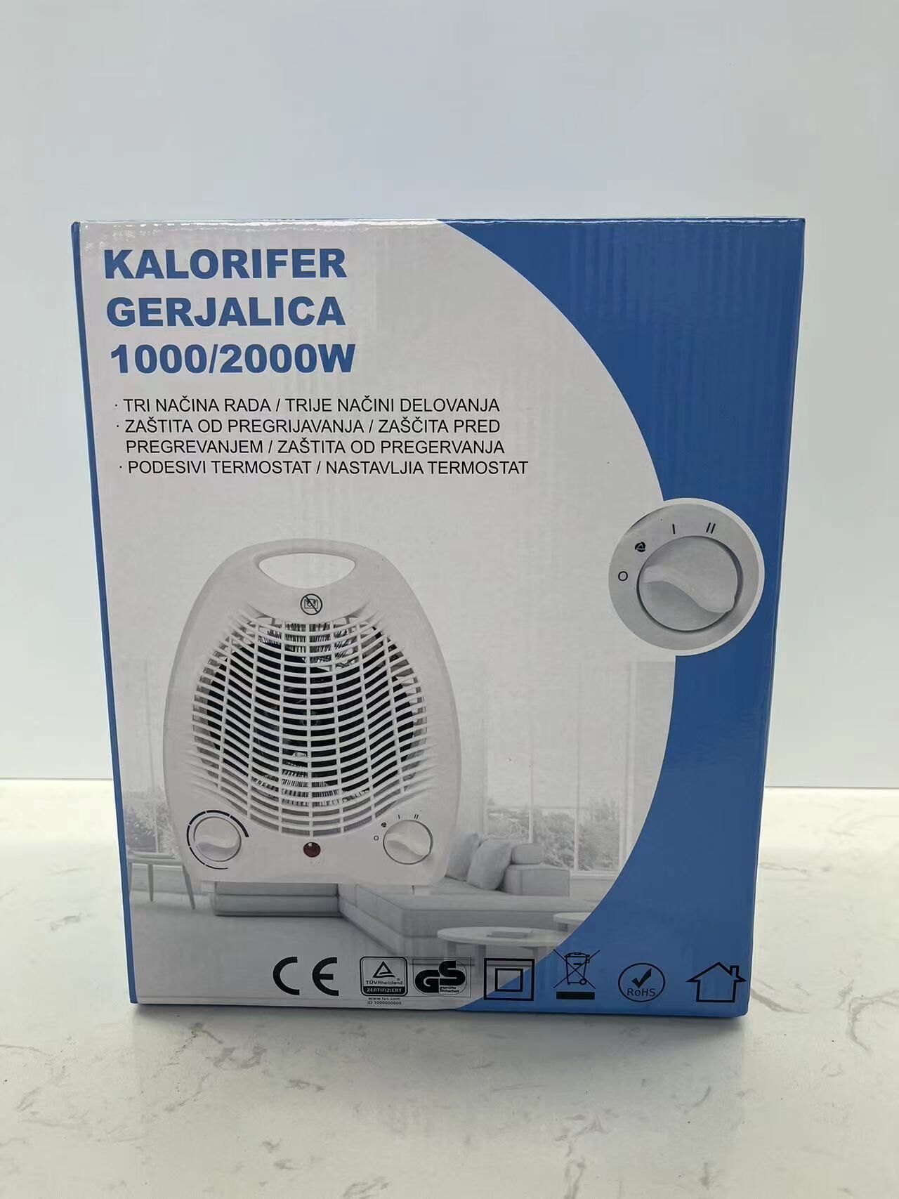 Heater Fan Combo, Portable Air Circulator Fan 45° Tilt, 2 Wind Speeds ...