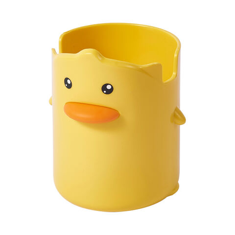 Suporte de caneta de mesa multifuncional com design criativo de pato com gema de ovo, porta-celular e armazenamento de papelaria