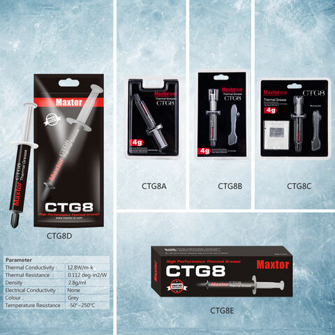 Maxtor CTG8D 4g 12.8W/m.k Hochleitfähige CPU-Wärmeleitpaste aus Silikon, PC-Gaming, Kühlkörper, Wärmeleitpaste