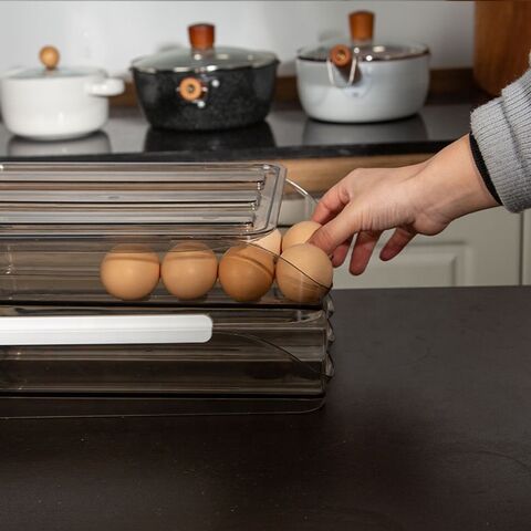 Gloway Contenedor Apilable de Gran Capacidad para 36 Huevos, Bandeja para Huevos de Refrigerador, Organizador de Doble Capa, Caja Cajón para Almacenamiento de Huevos