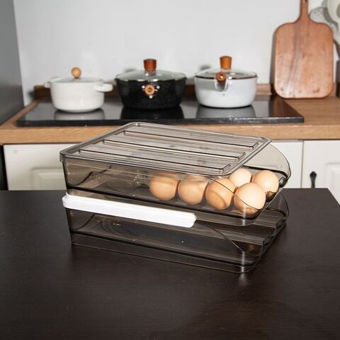 Gloway Contenedor Apilable de Gran Capacidad para 36 Huevos, Bandeja para Huevos de Refrigerador, Organizador de Doble Capa, Caja Cajón para Almacenamiento de Huevos