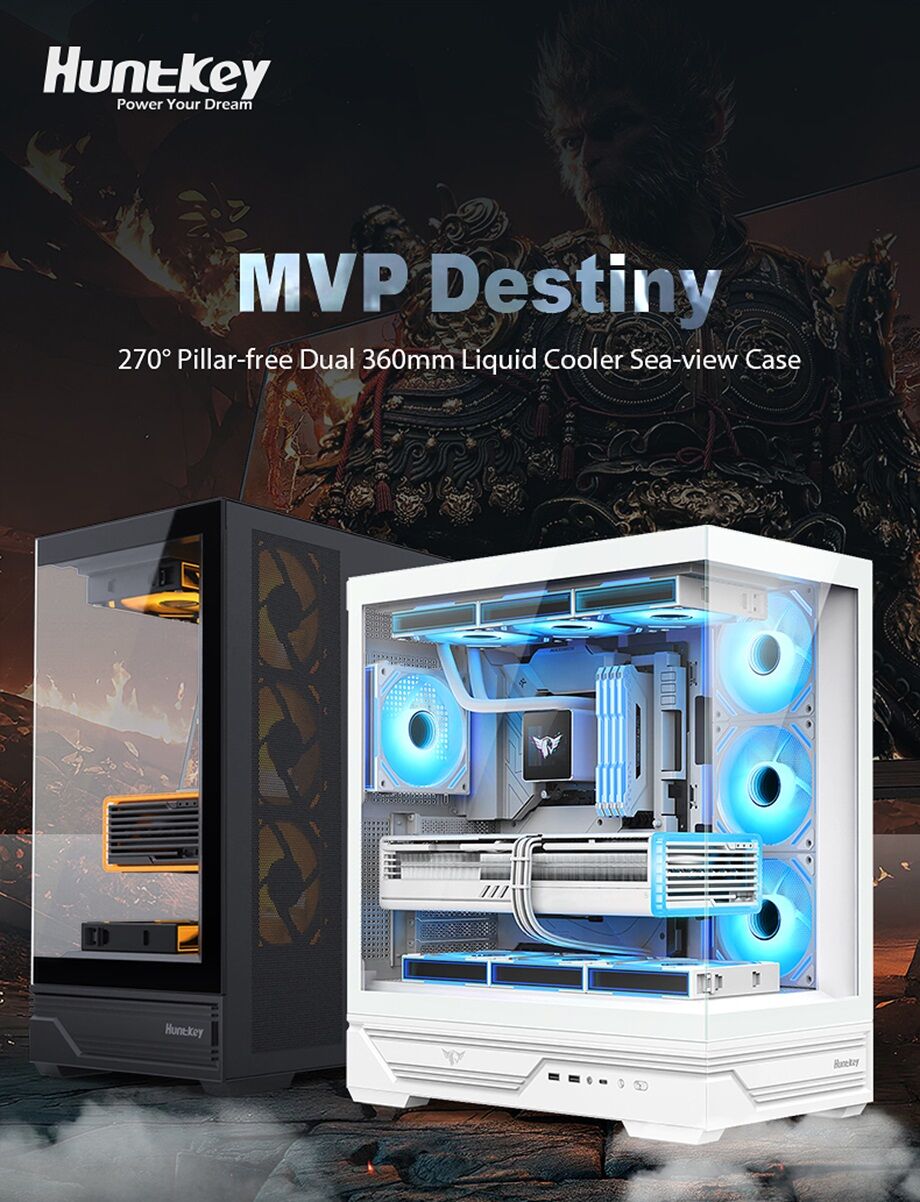 Huntkey Mvp Destiny 270 Degree Full View Dual 360mm Liquid Cooler