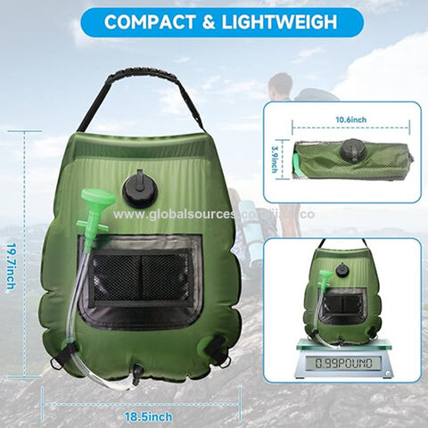 Tragbare Solar-Campingdusche, 20 Liter mit Ein/Aus-Duschkopf und abnehmbarem Schlauch für Camping, Reisen, Strand - Direkt vom Hersteller