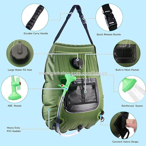 Tragbare Solar-Campingdusche, 20 Liter mit Ein/Aus-Duschkopf und abnehmbarem Schlauch für Camping, Reisen, Strand - Direkt vom Hersteller