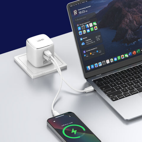 LDNIO Q2617 Cargador GaN Portátil de 65W con Suministro de Energía Inteligente PD para Teléfonos Móviles, Cargador Súper Rápido, Adaptador para Teléfono Móvil