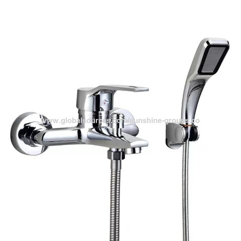 Grifo mezclador de lavabo de doble agujero para agua fría y caliente con cabezal de ducha de cobre, cabezal de ducha de plástico y cabezal de ducha de hidromasaje