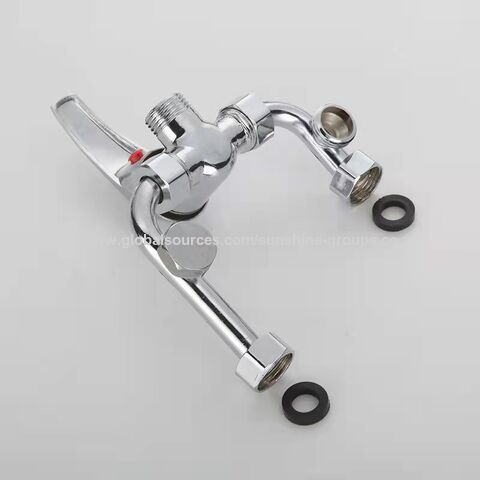Grifo mezclador de lavabo de doble agujero para agua fría y caliente con cabezal de ducha de cobre, cabezal de ducha de plástico y cabezal de ducha de hidromasaje