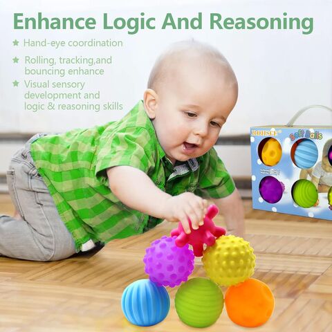 Bolas Sensoriais para Bebês, Brinquedos Sensoriais para Bebês, Cores Vivas, Multi Bolas Macias Texturizadas, Conjuntos de Presente, Brinquedos Montessori para Bebês