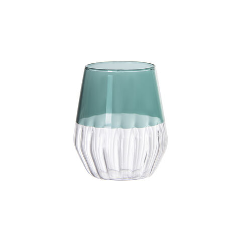 Venta caliente taza de vidrio de borosilicato alto para bebidas para el hogar con rayas de color contrastante