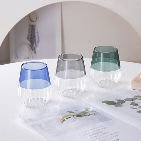 Venta caliente taza de vidrio de borosilicato alto para bebidas para el hogar con rayas de color contrastante