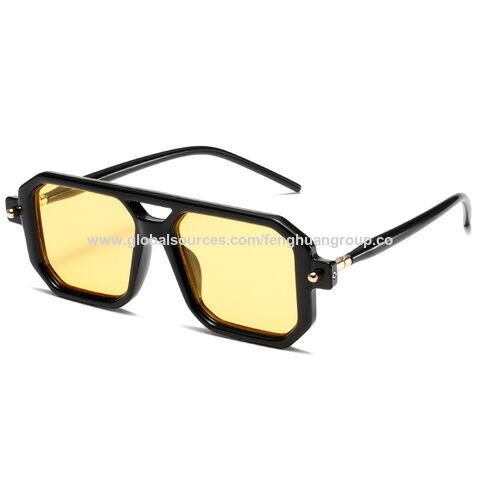 Lunettes De Soleil Rectangulaires Vintage UV400 - Cadre épais Rétro - Pour Femmes Et Hommes - Protection 100% UVA/UVB