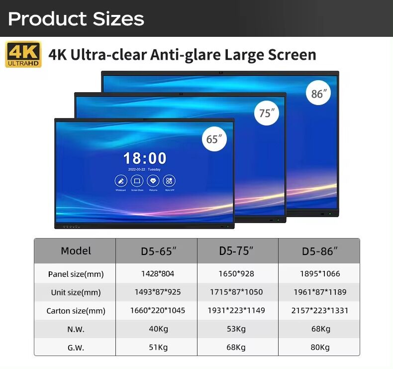 75 Inch Electronic Whiteboard Wireless Display Adapter 4k Interactive ...