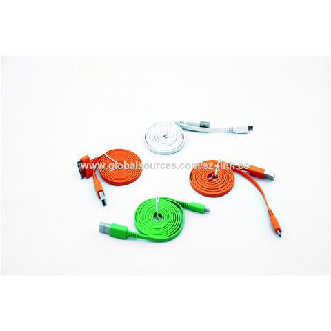 Cable de Datos Micro USB 2.0 Plano Color Verde, Conductor de Cobre Desnudo (BC), Cubierta de PVC