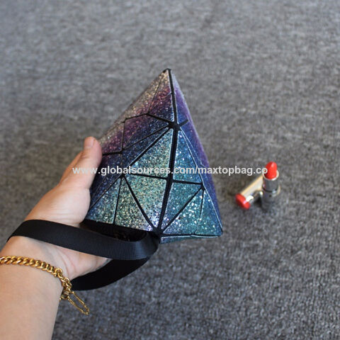 Bolsos de embrague, bolsos cosméticos de cuero PU brillante y reflectante de moda