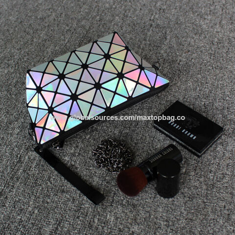 Bolsos de embrague, bolsos cosméticos de cuero PU brillante y reflectante de moda