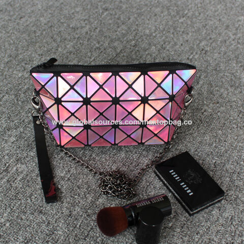 Bolsos de embrague, bolsos cosméticos de cuero PU brillante y reflectante de moda