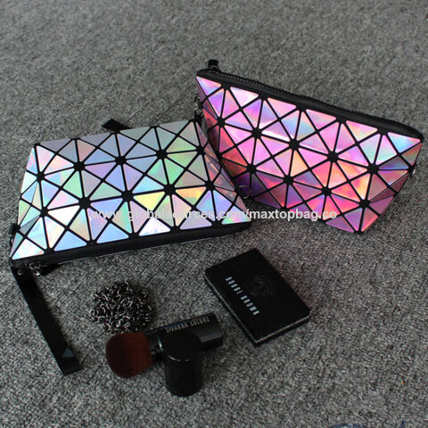 Bolsos de embrague, bolsos cosméticos de cuero PU brillante y reflectante de moda