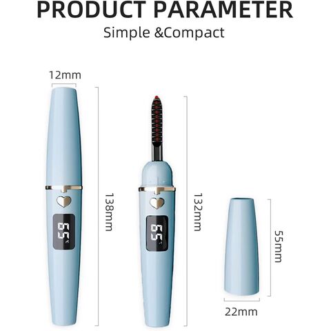Beheizbarer Wimpernformer, intelligenter, abschaltbarer, wiederaufladbarer elektrischer Wimpernformer, schnelles Aufheizen für 24 Stunden, langanhaltend - blau.
