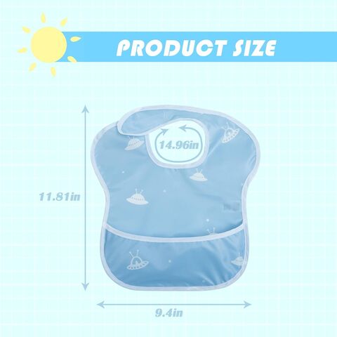 3er Pack Baby Lätzchen, wasserdicht, leicht zu reinigen, Fütterungslätzchen, Entwöhnungslätzchen, verstellbarer Verschluss, geeignet für Kinder mit großen Taschen