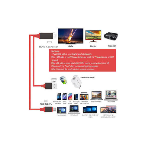 USB 3.1 Typ C auf 4K60Hz UHD HDTV Kabel mit USB-Ladefunktion, MHL USB zu HDTV Kabel