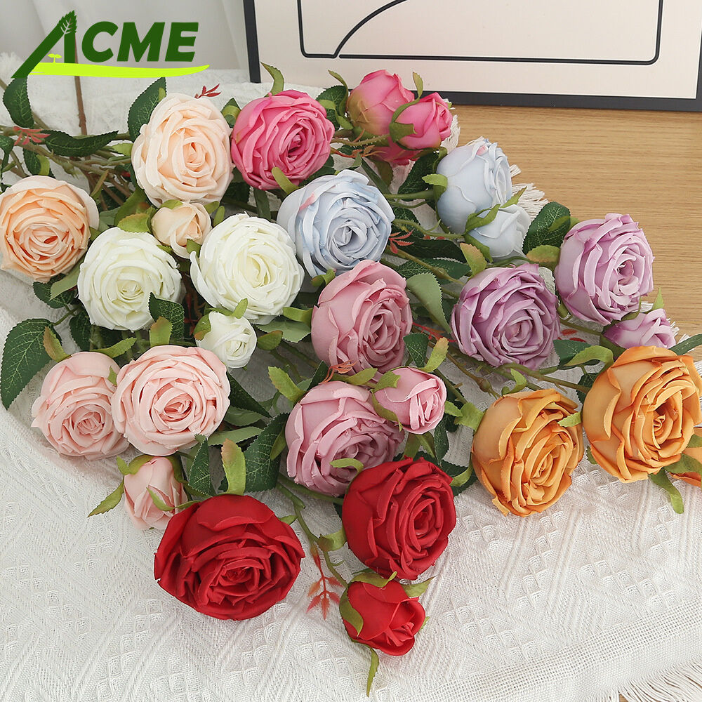 New Year Three-headed Rose Artificial Rose Wedding Hall Background ...