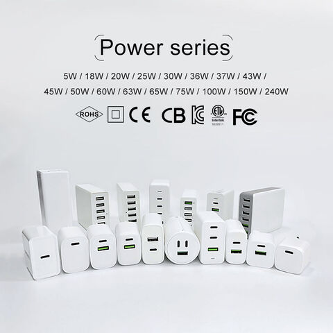 شاحن USB C بقوة 65 واط من النوع C بتصميم عائلي معتمد من KC CE وكابل بيانات قابل للسحب، شاحن سريع GaN بقوة 65 واط لجهاز iPhone والتابلت