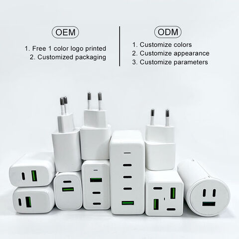 شاحن USB C بقوة 65 واط من النوع C بتصميم عائلي معتمد من KC CE وكابل بيانات قابل للسحب، شاحن سريع GaN بقوة 65 واط لجهاز iPhone والتابلت