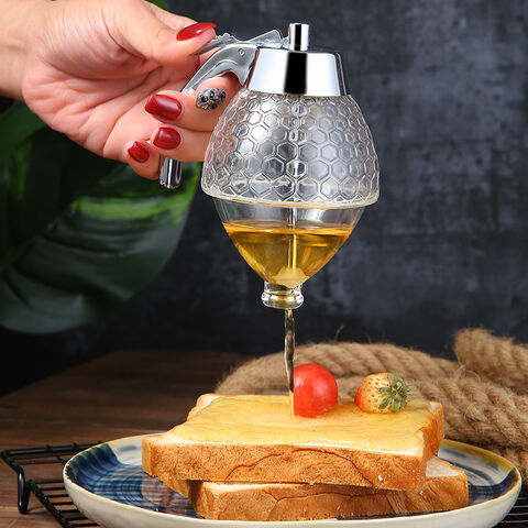 Dispensador de Xarope de Mel 200ml, Dosador Acrílico Portátil Anti-Gotejamento para Cozinha, Bar e Café