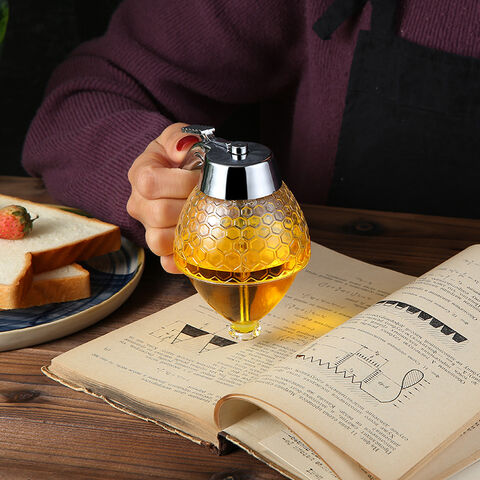 Dispensador de Xarope de Mel 200ml, Dosador Acrílico Portátil Anti-Gotejamento para Cozinha, Bar e Café