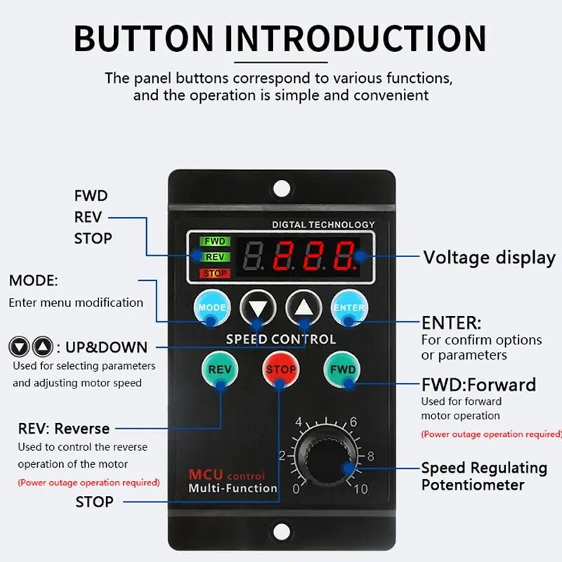 Multi-function Speed Controller 400w Mcu Digital Display Ac220v Forward ...