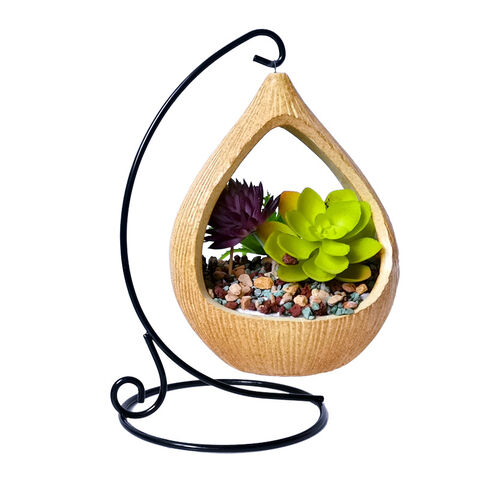 Suporte de ferro para vasos de flores suspensos, decoração de jardim interior e exterior para plantas em cestos suspensos