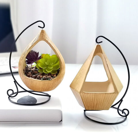 Suporte de ferro para vasos de flores suspensos, decoração de jardim interior e exterior para plantas em cestos suspensos