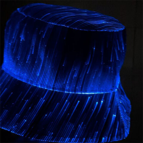 Chapéu de balde brilhante de fibra óptica com sete cores que mudam, estilo hip hop, dança de rua, chapéu luminoso LED que brilha no escuro