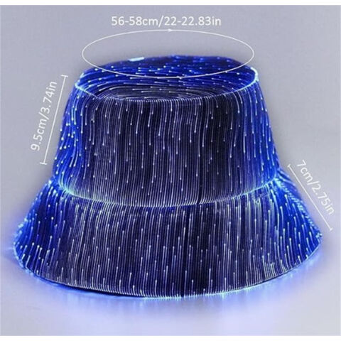 Chapéu de balde brilhante de fibra óptica com sete cores que mudam, estilo hip hop, dança de rua, chapéu luminoso LED que brilha no escuro