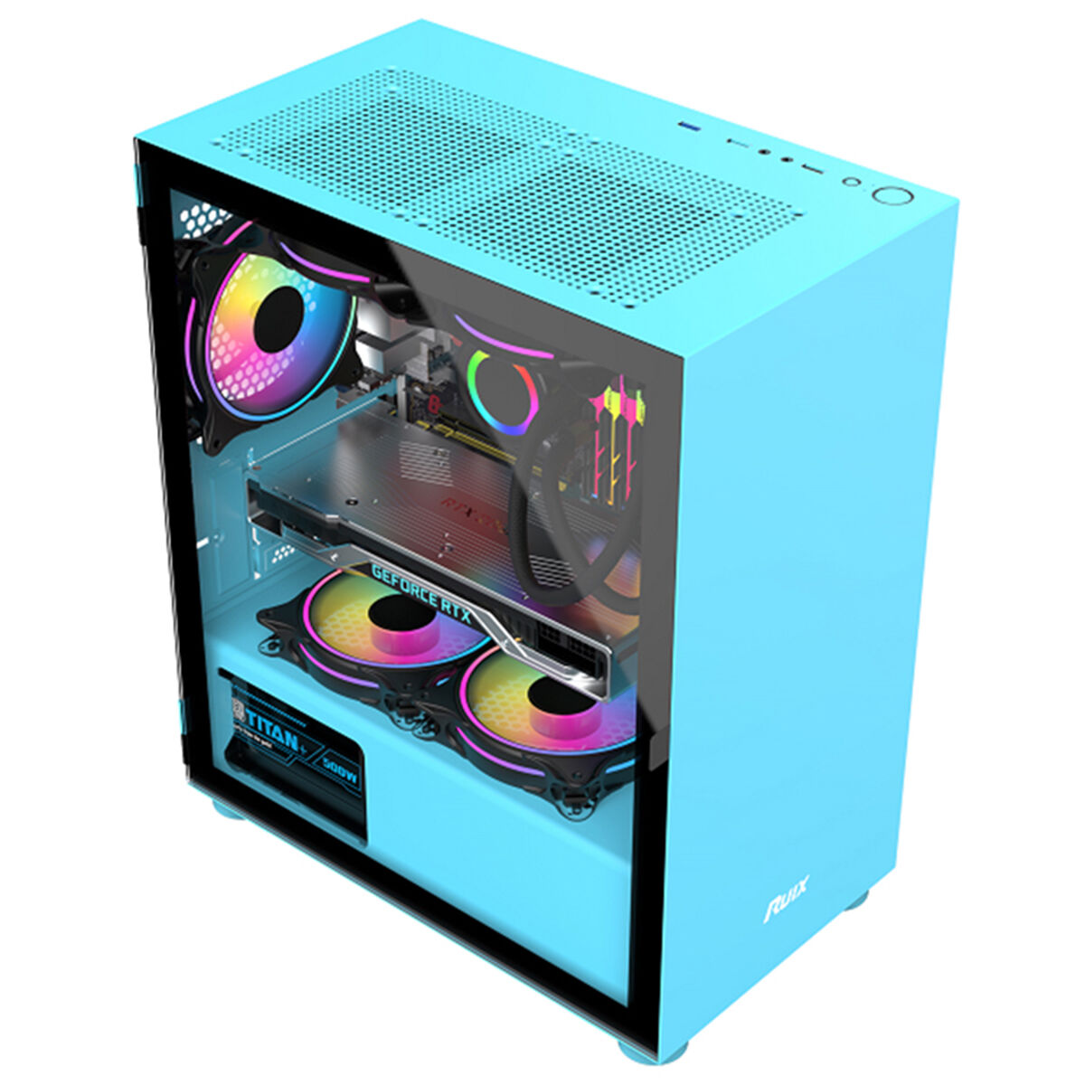 Ruix D2-blue Desktop Gaming Pc Case Full Tower Side Panel Glass ...