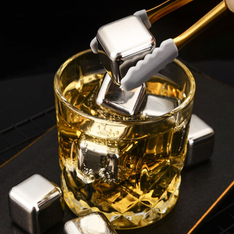 Eiswürfel aus Edelstahl 304 in Lebensmittelqualität, schnellgefrorenes Eistörtchen-Set, Metalleiswürfel für Rotwein-Whisky