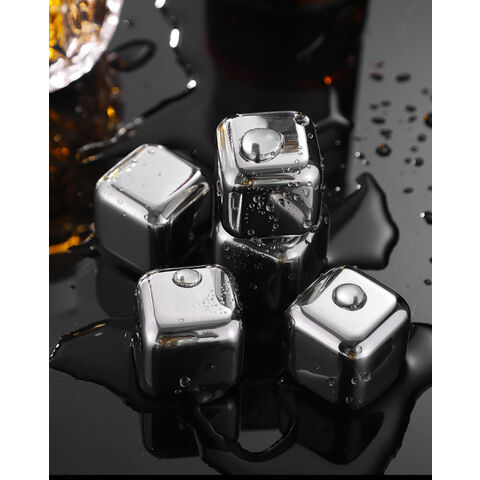 Eiswürfel aus Edelstahl 304 in Lebensmittelqualität, schnellgefrorenes Eistörtchen-Set, Metalleiswürfel für Rotwein-Whisky