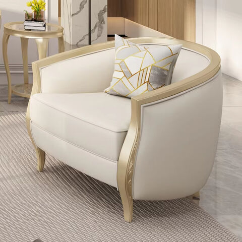 Sofá de madera de lujo 123, combinación para villas grandes, sofá de estilo crema para sala de estar