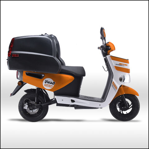Moto Électrique de Livraison de Pizza et Restauration Rapide avec Grand Coffre Arrière et Batterie au Lithium