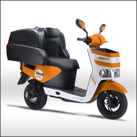 Moto Électrique de Livraison de Pizza et Restauration Rapide avec Grand Coffre Arrière et Batterie au Lithium