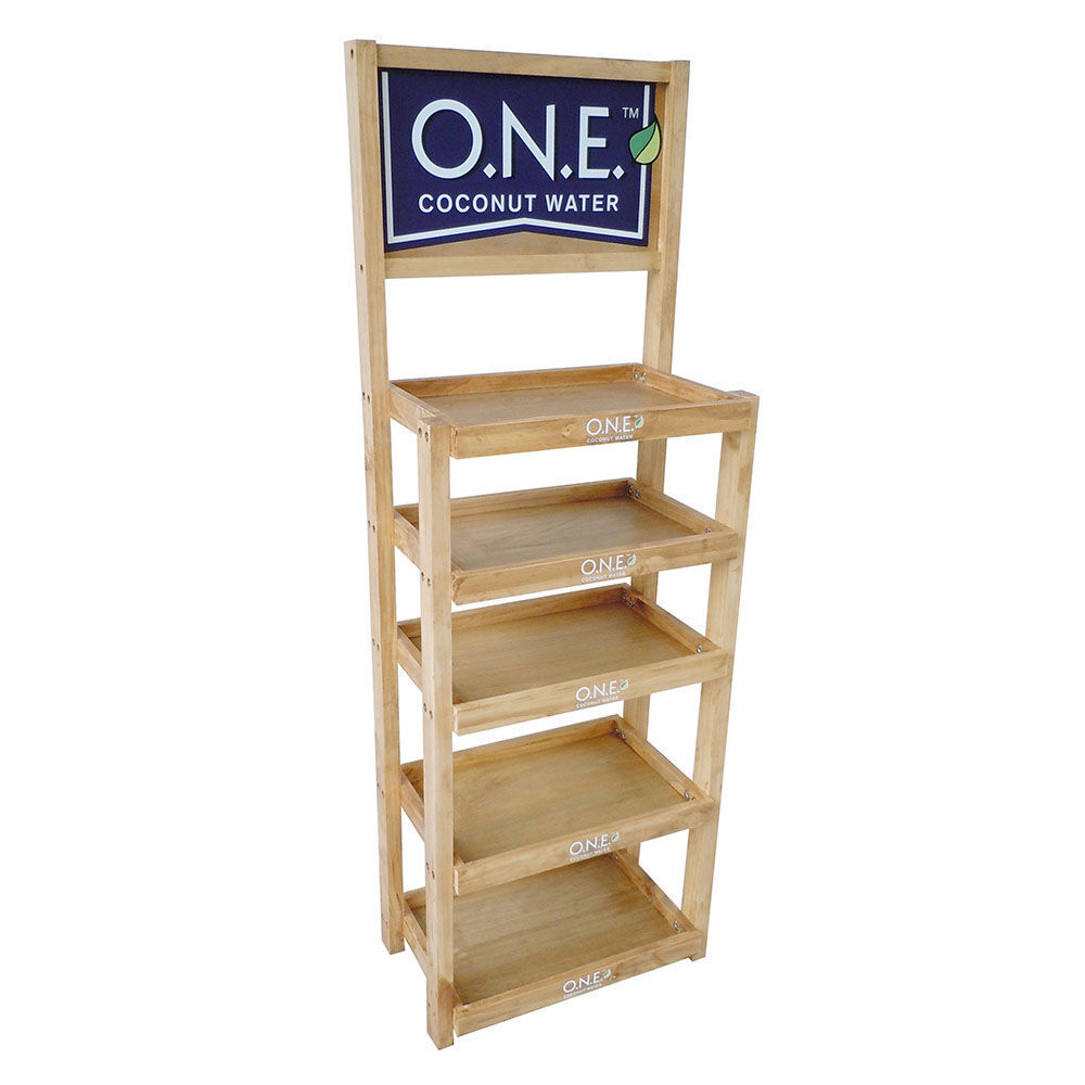 Retail Store Pine Wood Coconut Water Display Rack Wood Rack With ...