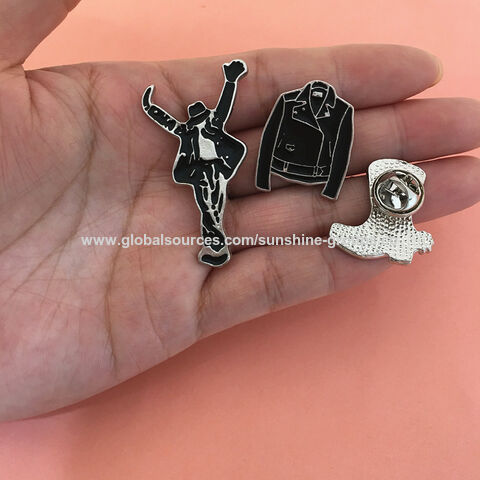 Insignia de metal con broche de Michael Jackson para bolsos y ropa - Accesorios personalizables