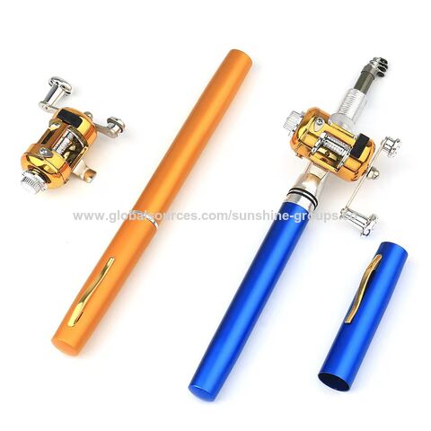 Kit de caña de pescar tipo pluma de 1M, caña de bolsillo telescópica portátil, caña de pescar en hielo estilo pluma, mini caña de mar ultracorta para pesca.