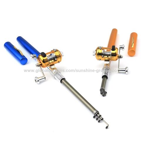 Kit de caña de pescar tipo pluma de 1M, caña de bolsillo telescópica portátil, caña de pescar en hielo estilo pluma, mini caña de mar ultracorta para pesca.