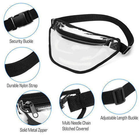 Vente en gros d'usine de sacs banane en PVC, sac de rangement transparent pour pièces de monnaie, idéal pour les loisirs et le sport